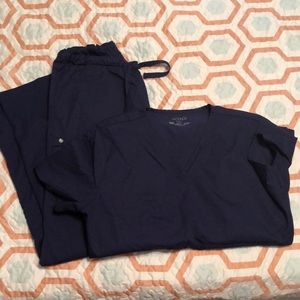 Cherokee Luxe navy scrub set size small- worn once